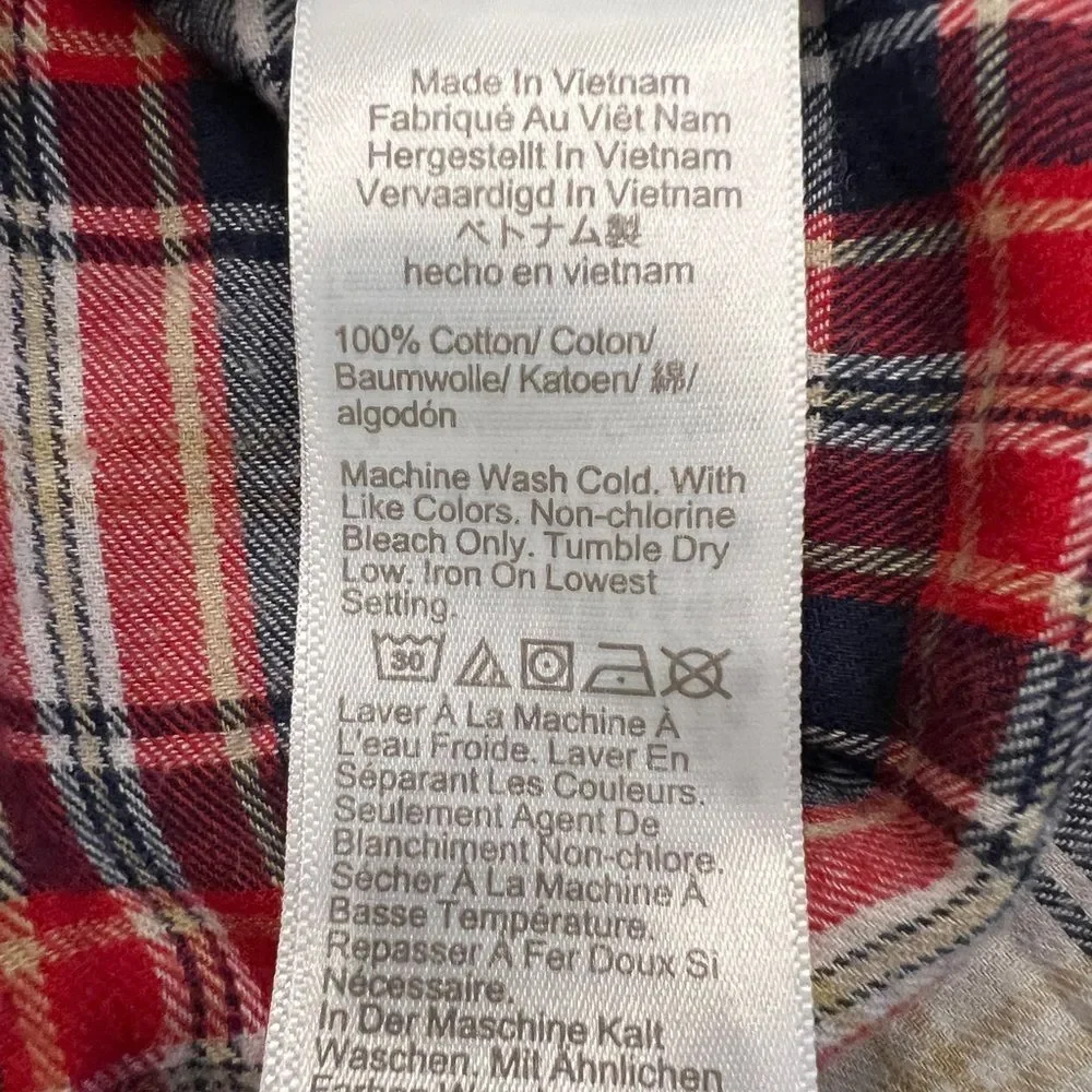 J.Crew Plaid Flannel Button Front Shirt Women’s Medium Red Blue Cotton